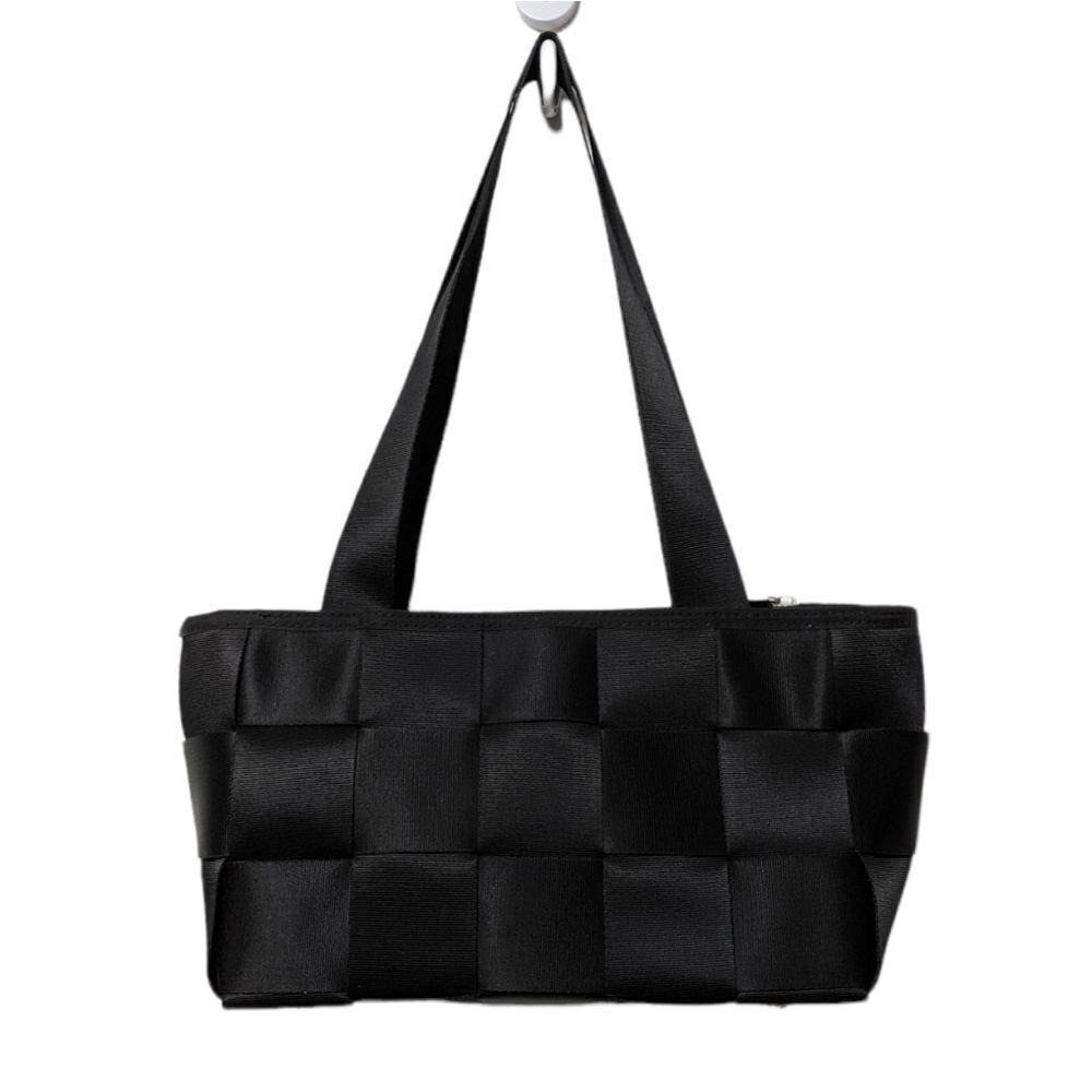 COMELY Checkerboard Woven Seatbelt Shoulder Bag